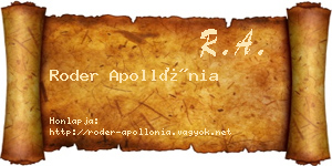 Roder Apollónia névjegykártya